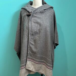 Aritzia Gray Hooded Cape with Pink Accents